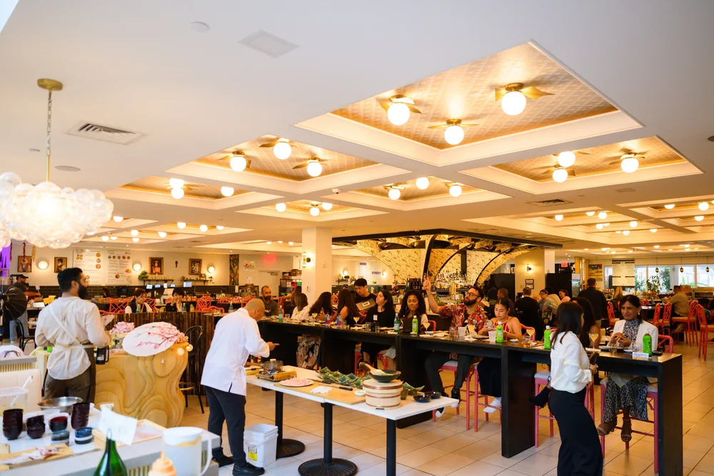 Mia Market hall set up for a celebration